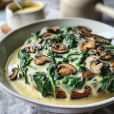 Delicious Spinach Recipe with Mushrooms & Cream Sauce