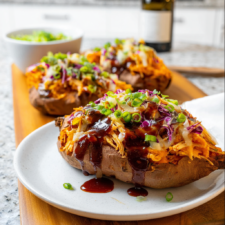 BBQ Chicken Stuffed Sweet Potatoes