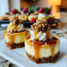 Easy Apple Crisp Mini Cheesecakes